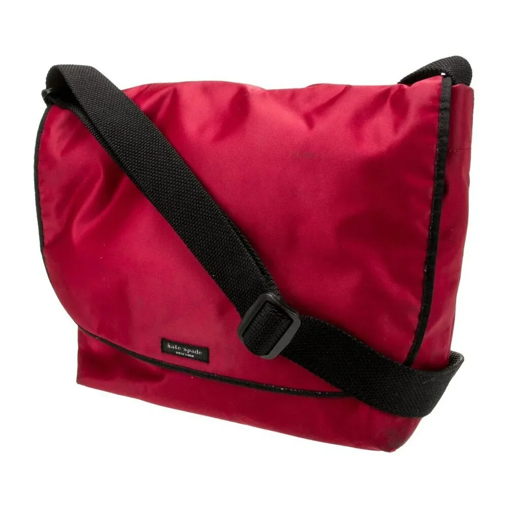 EUC Kate Spade New York Red Nylon Large Messenger Laptop Work Bag